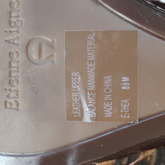 Etienne Aigner Braided Sandals Ankle Straps, Bronze 3-Inch Heel, Party Size 8.5M - Picture 5 of 7